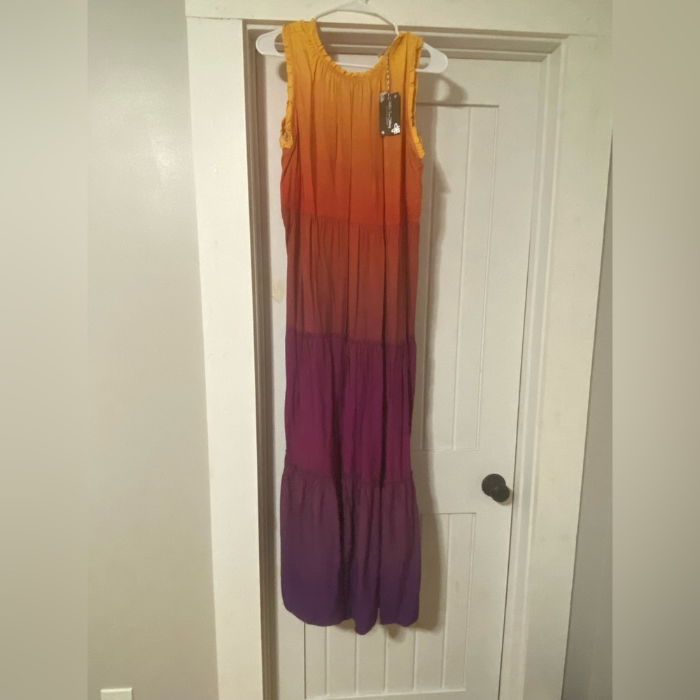 Matilda Jane Enchanted Garden Waikiki Ombre Maxi Dress Sunset Size Small